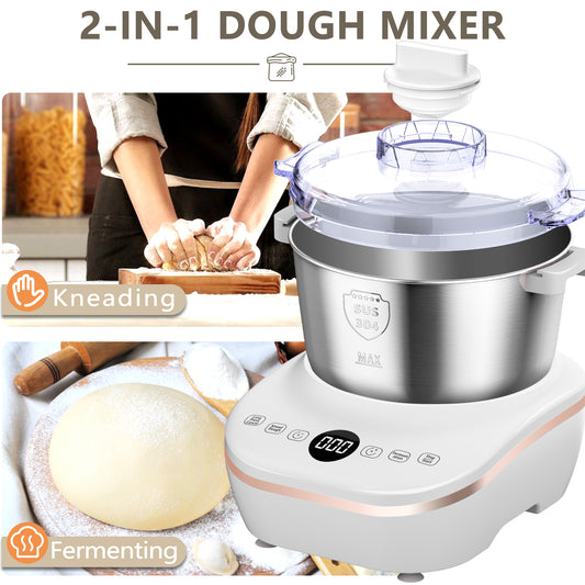 AIZIYO DoughChief, 5.3 & 7.4 QT Dough Maker, Dough Mixer with Ferment Function, 304 Stainless Steel Bowl, Removeable lid, Face-up Touch Panel, Electric Dough Proofing Box for Pizza, Bread, Pasta & Mochi