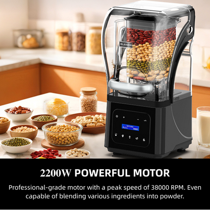AIZYO Professional Commercial Blender for Kitchen, Heavy Duty Quiet Shield, 2200W Motor, 6 Food Grade Blade, 60 Oz Pitcher, 5 in 1 Functions Countertop Blender for Ice Crush, Smoothies, Shakes, Spreads