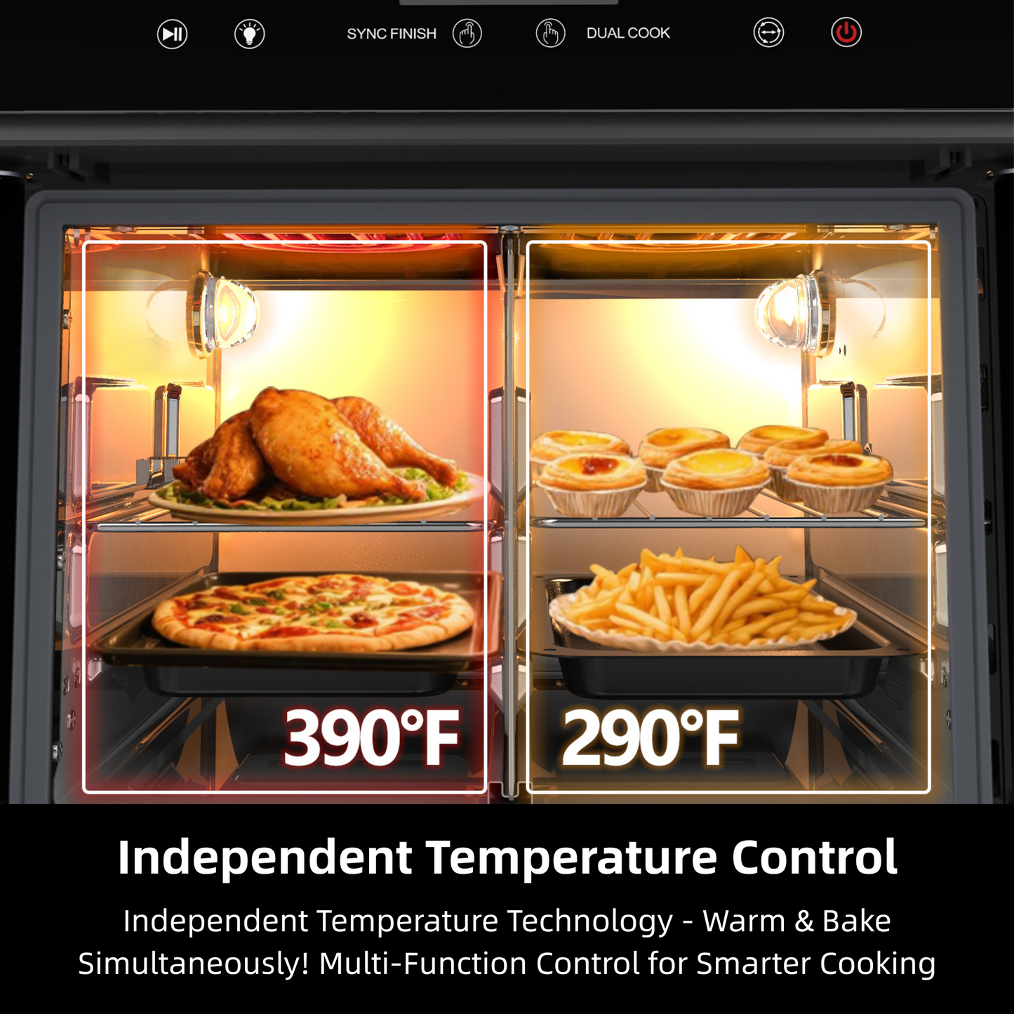 AZIYO Air Fryer Toaster Oven Combo, 24 QT Fench Door Countertop Toaster Oven, 360 Degree Air Flow, 15 Cooking Functions, Digital Controls, 13 Accessories Included, Non-toxic Food Grade Stainless Steel