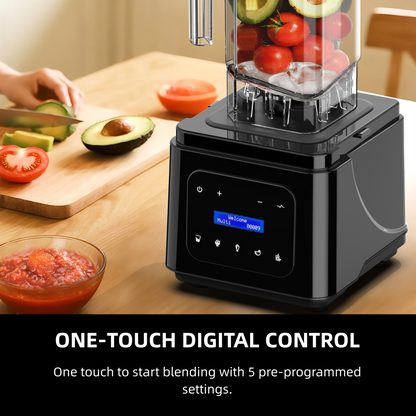 AIZYO Professional Commercial Blender for Kitchen, Heavy Duty Quiet Shield, 2200W Motor, 6 Food Grade Blade, 60 Oz Pitcher, 5 in 1 Functions Countertop Blender for Ice Crush, Smoothies, Shakes, Spreads