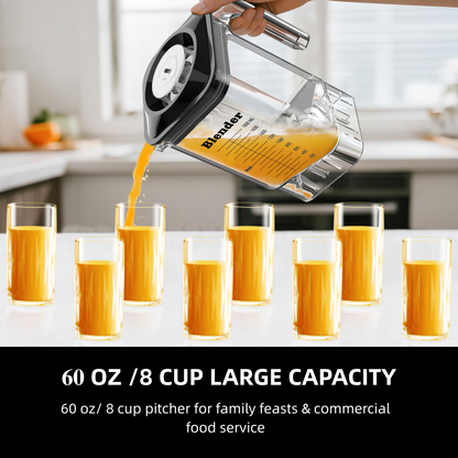 AIZYO Professional Commercial Blender for Kitchen, Heavy Duty Quiet Shield, 2200W Motor, 6 Food Grade Blade, 60 Oz Pitcher, 5 in 1 Functions Countertop Blender for Ice Crush, Smoothies, Shakes, Spreads