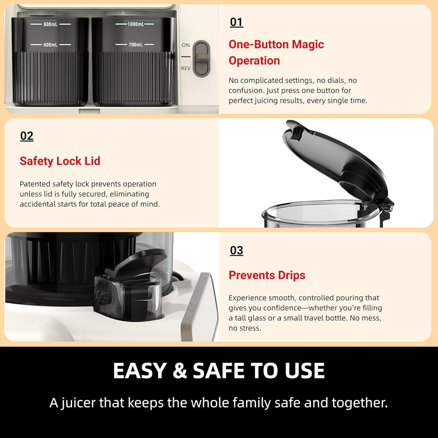 AIZIYO Cold Press Juicer, 99% Juice Yield, 5.4" Wide Feed Chute, 200W Quiet Motor, BPA Free, Automatic Pulp Separation, Slow Masticating Juicer Machine for Whole Fruits & Vegetables, Easy to Clean & Assemble