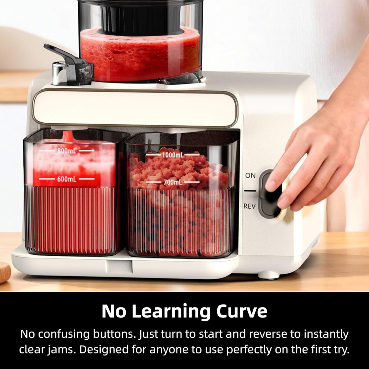 AIZIYO Cold Press Juicer, 99% Juice Yield, 5.4" Wide Feed Chute, 200W Quiet Motor, BPA Free, Automatic Pulp Separation, Slow Masticating Juicer Machine for Whole Fruits & Vegetables, Easy to Clean & Assemble