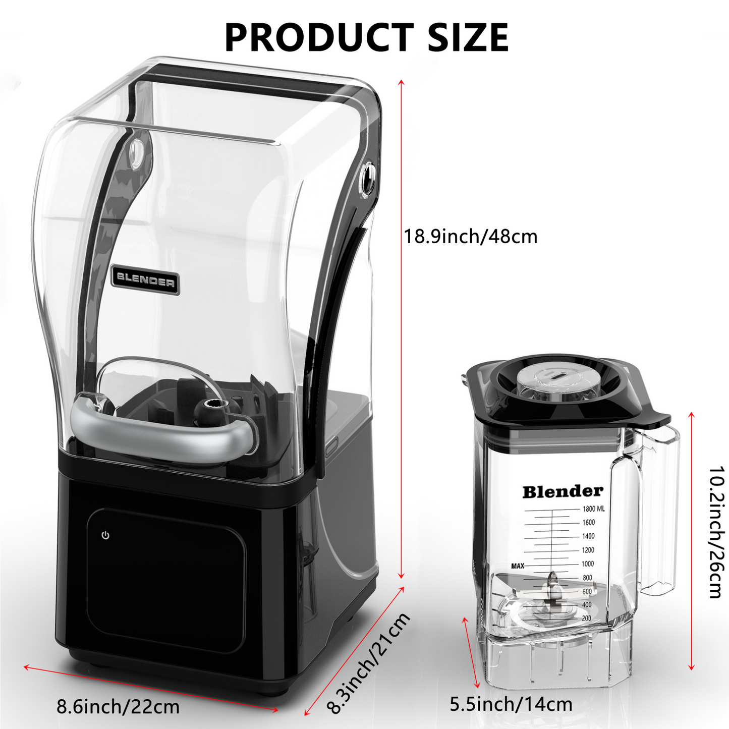 AIZYO Professional Commercial Blender for Kitchen, Heavy Duty Quiet Shield, 2200W Motor, 6 Food Grade Blade, 60 Oz Pitcher, 5 in 1 Functions Countertop Blender for Ice Crush, Smoothies, Shakes, Spreads