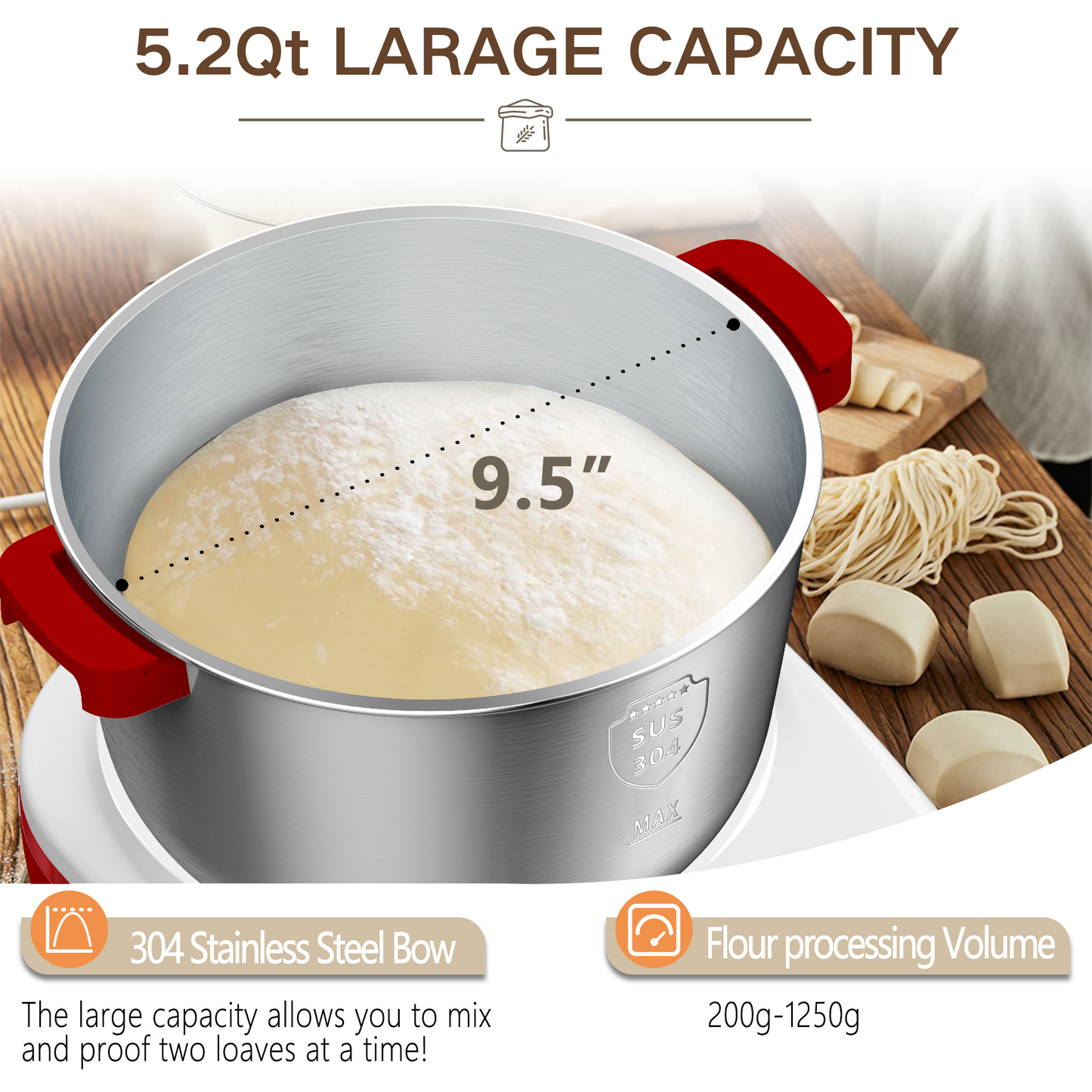 AIZIYO DoughChief, 5.3 & 7.4 QT Dough Mixer, Dough Maker with Ferment Function, Touch Panel Control, 304 Stainless Steel Bowl, Removeable lid, Dough Proofing Box for Pizza, Bread, Pasta & Mochi